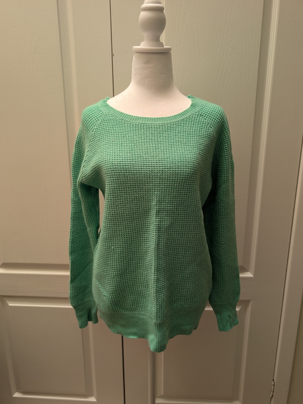 J. Crew Mint Green Waffle-Knit Crewneck Sweater